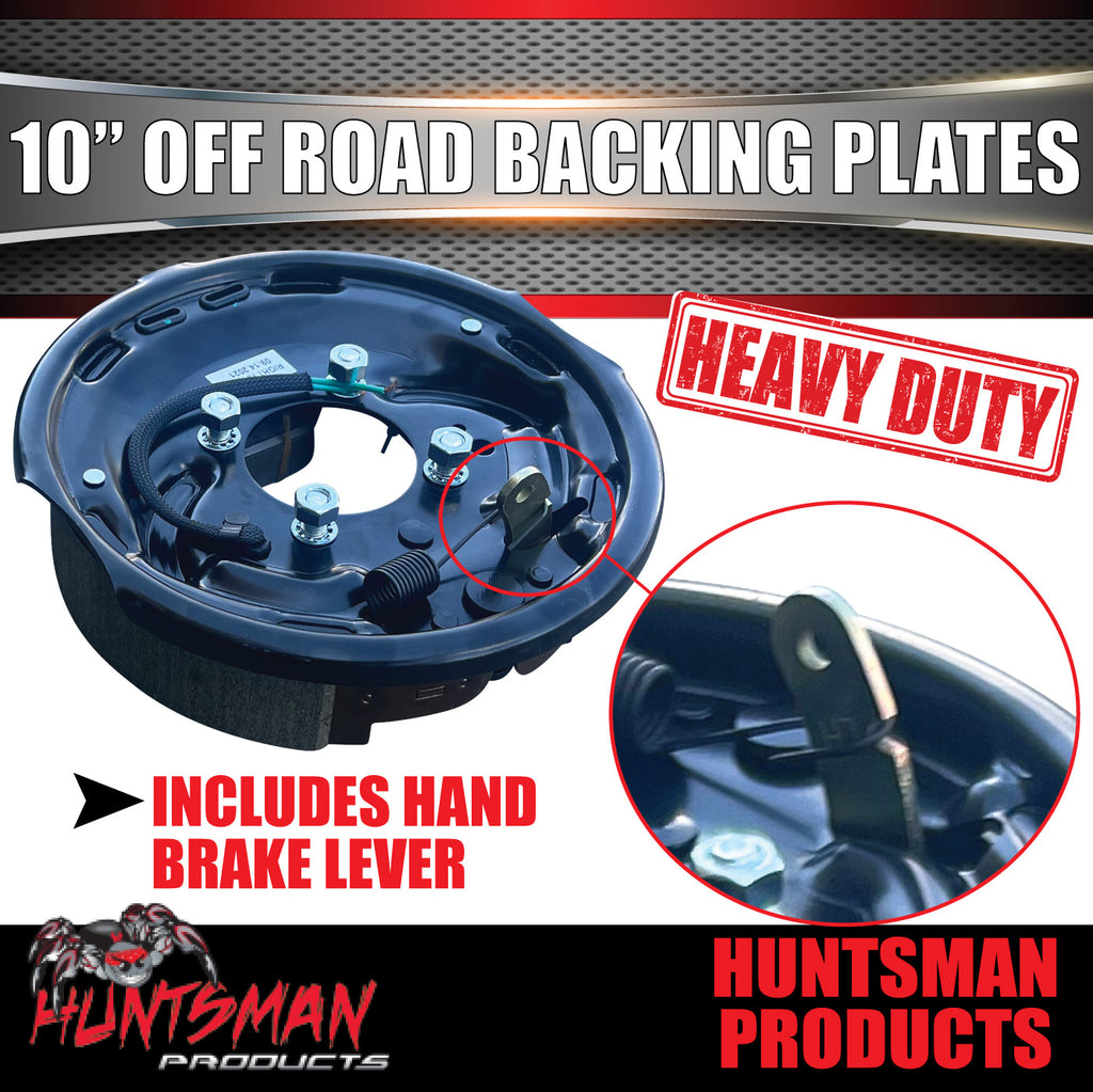 2x 10" Off Road Trailer Caravan Electric Brake Backing Plates With Park Lever