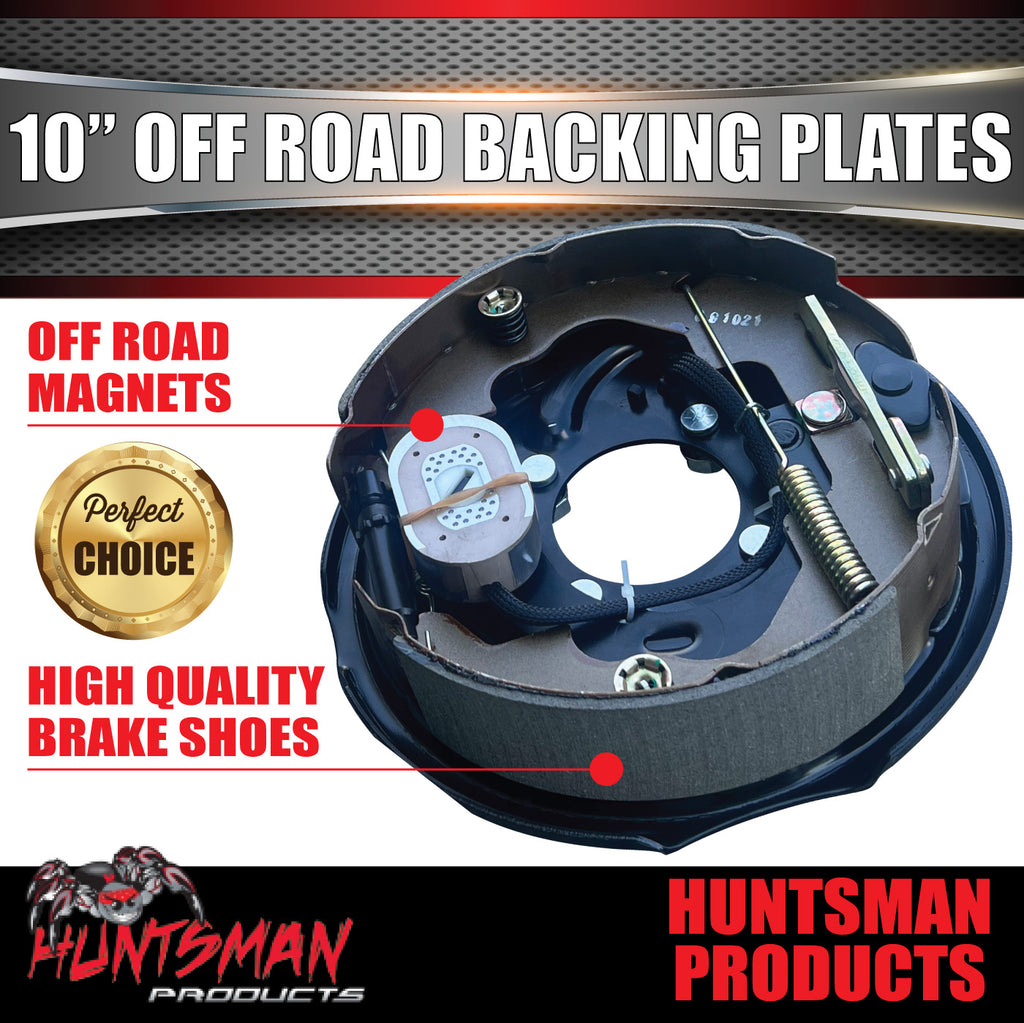 2x 10" Off Road Trailer Caravan Electric Brake Backing Plates With Park Lever