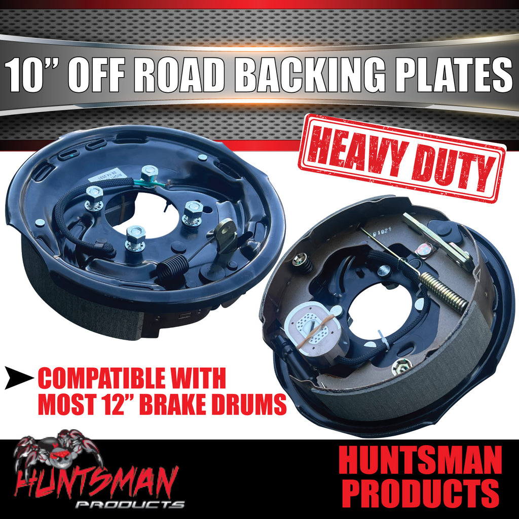 2x 10" Off Road Trailer Caravan Electric Brake Backing Plates With Park Lever