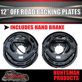2x 12" Off Road Trailer Caravan Electric Brake Backing Plates & Park Brake Lever