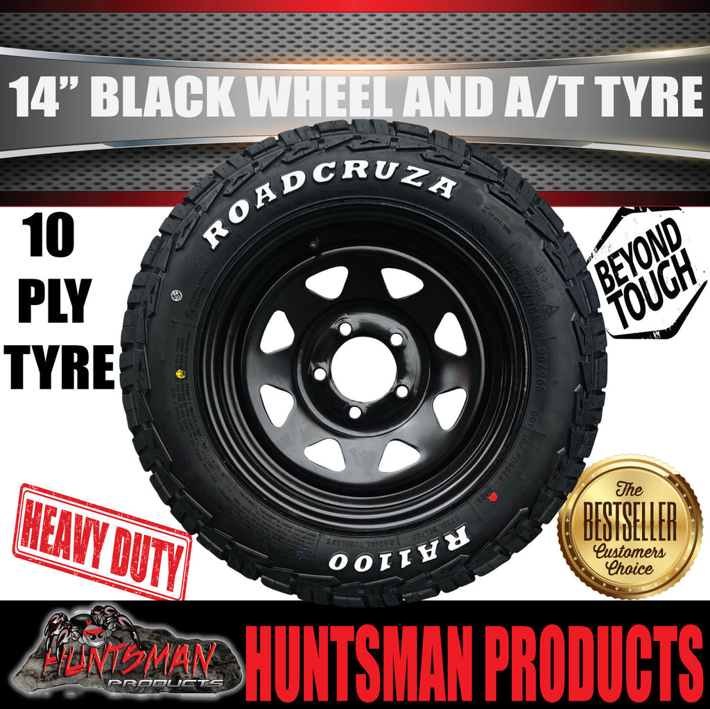14x6 & 185R14 LT CF1100 HQ Holden Black Trailer Caravan Wheel Rim & All Terrain Tyre