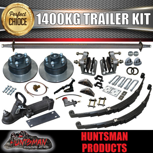 DIY 1400KG 10" HYDRAULIC DISC BRAKED TRAILER KIT. EYE TO EYE SPRINGS.
