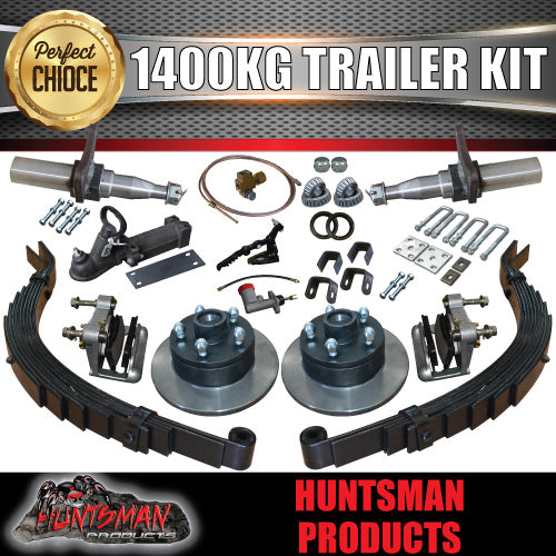 DIY 1400KG 10" HYDRAULIC DISC BRAKED TRAILER KIT. SLIPPER SPRINGS. STUB AXLES