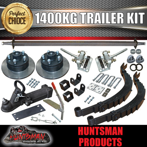 DIY 1400KG 10" MECHANICAL DISC BRAKED TRAILER KIT. SLIPPER SPRINGS.