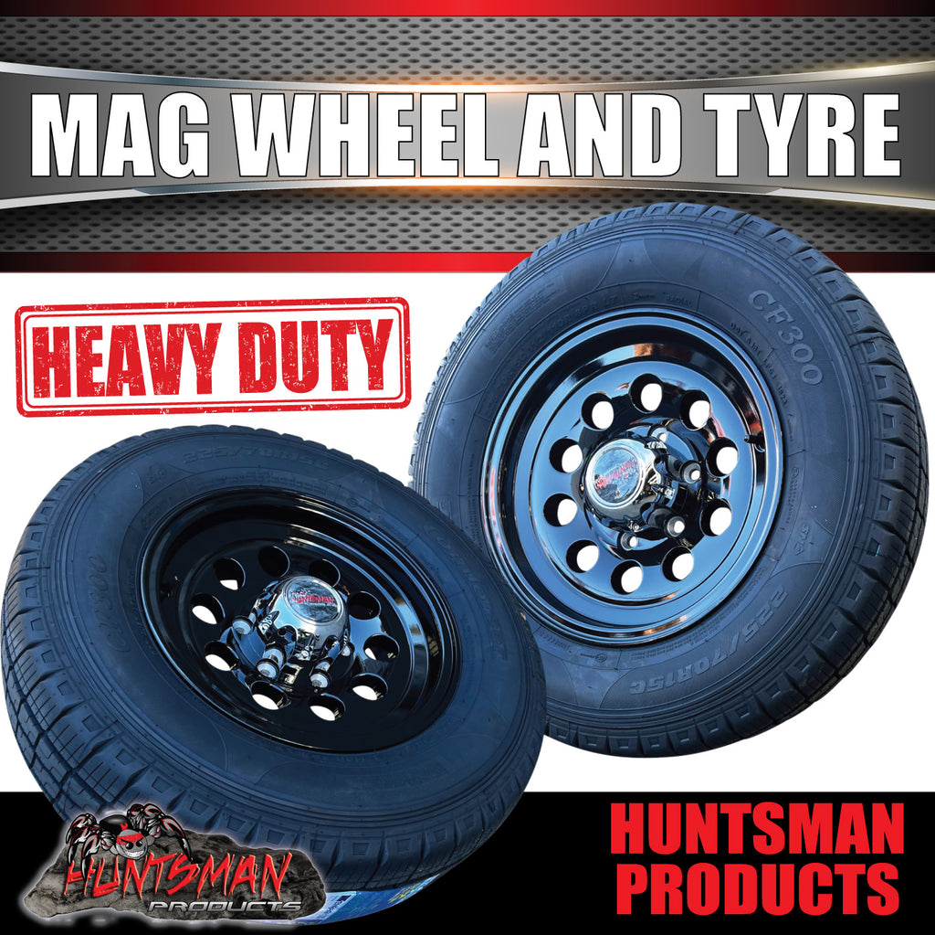 15" 6 Stud Trailer Caravan Baby Mongrel Alloy Mag Wheel Rim & 195R15C Tyre