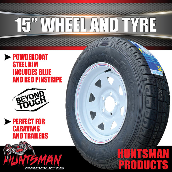 15" White sunraysia steel wheel suit Ford & 195R15C Comforser CF300 tyre caravan camper trailer 195 15