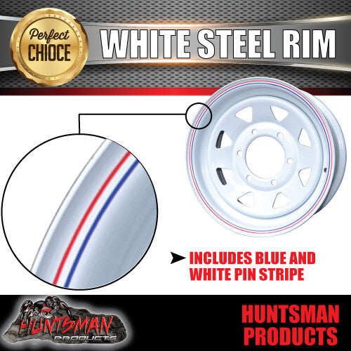 16x6 Trailer Caravan White 6 Stud L/C Sunraysia Steel Wheel Rim 6/139.7 PCD