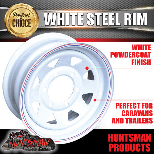 16x6 Trailer Caravan White 6 Stud L/C Sunraysia Steel Wheel Rim 6/139.7 PCD