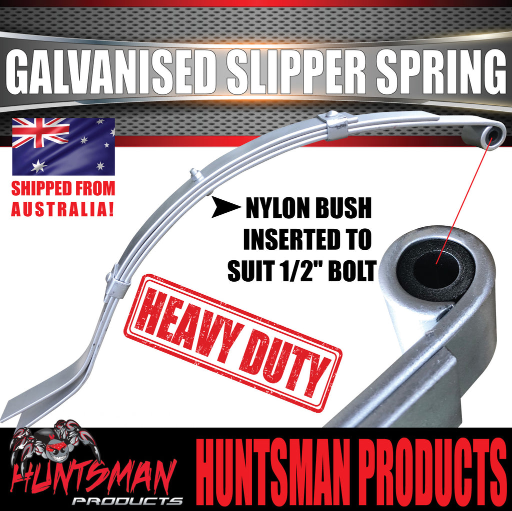 x1 Galvanised Dacromet 3 Leaf 45mm Trailer Eye & Slipper Spring. 350kg Rated each. Shot Peened