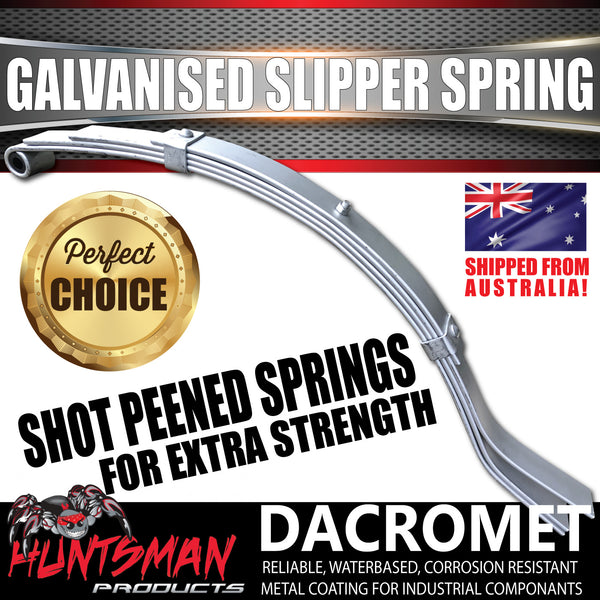 x1 Galvanised Dacromet 4 Leaf 45mm Trailer Eye & Slipper Spring. 450kg Rated each. Shot Peened