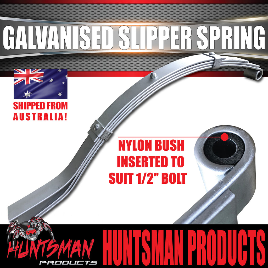 x1 Galvanised Dacromet 4 Leaf 45mm Trailer Eye & Slipper Spring. 450kg Rated each. Shot Peened