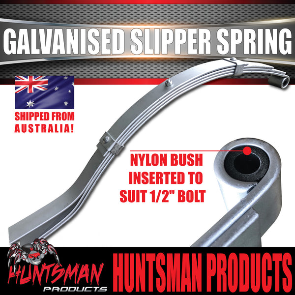 x1 Galvanised Dacromet 4 Leaf 45mm Trailer Eye & Slipper Spring. 450kg Rated each. Shot Peened