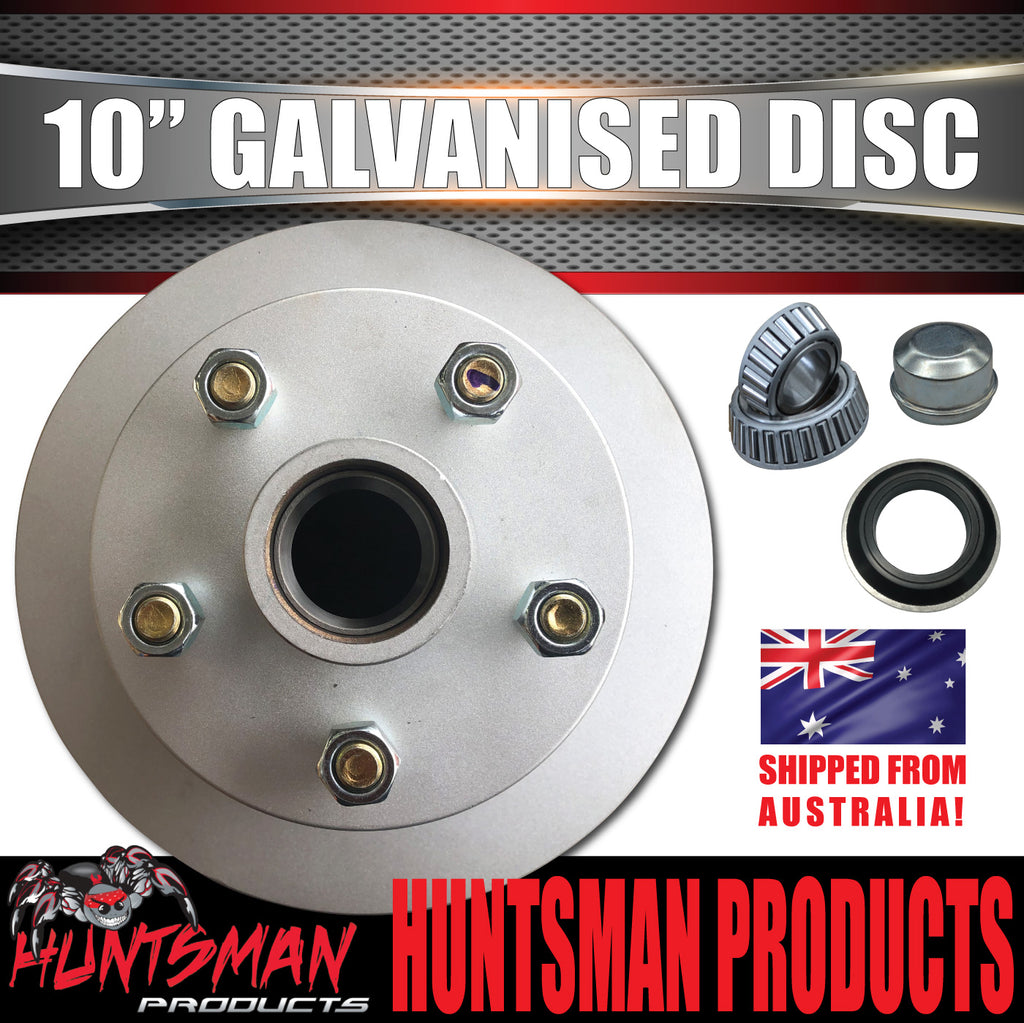 2x HT Holden 10" Trailer Caravan Galvanised Dacromet Disc Hubs & LM Holden Bearings