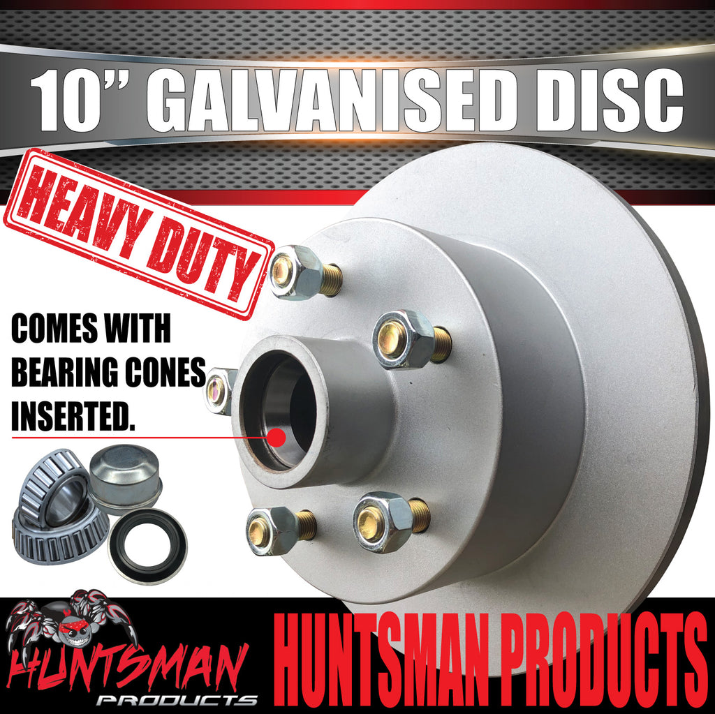 2x HT Holden 10" Trailer Caravan Galvanised Dacromet Disc Hubs & LM Holden Bearings