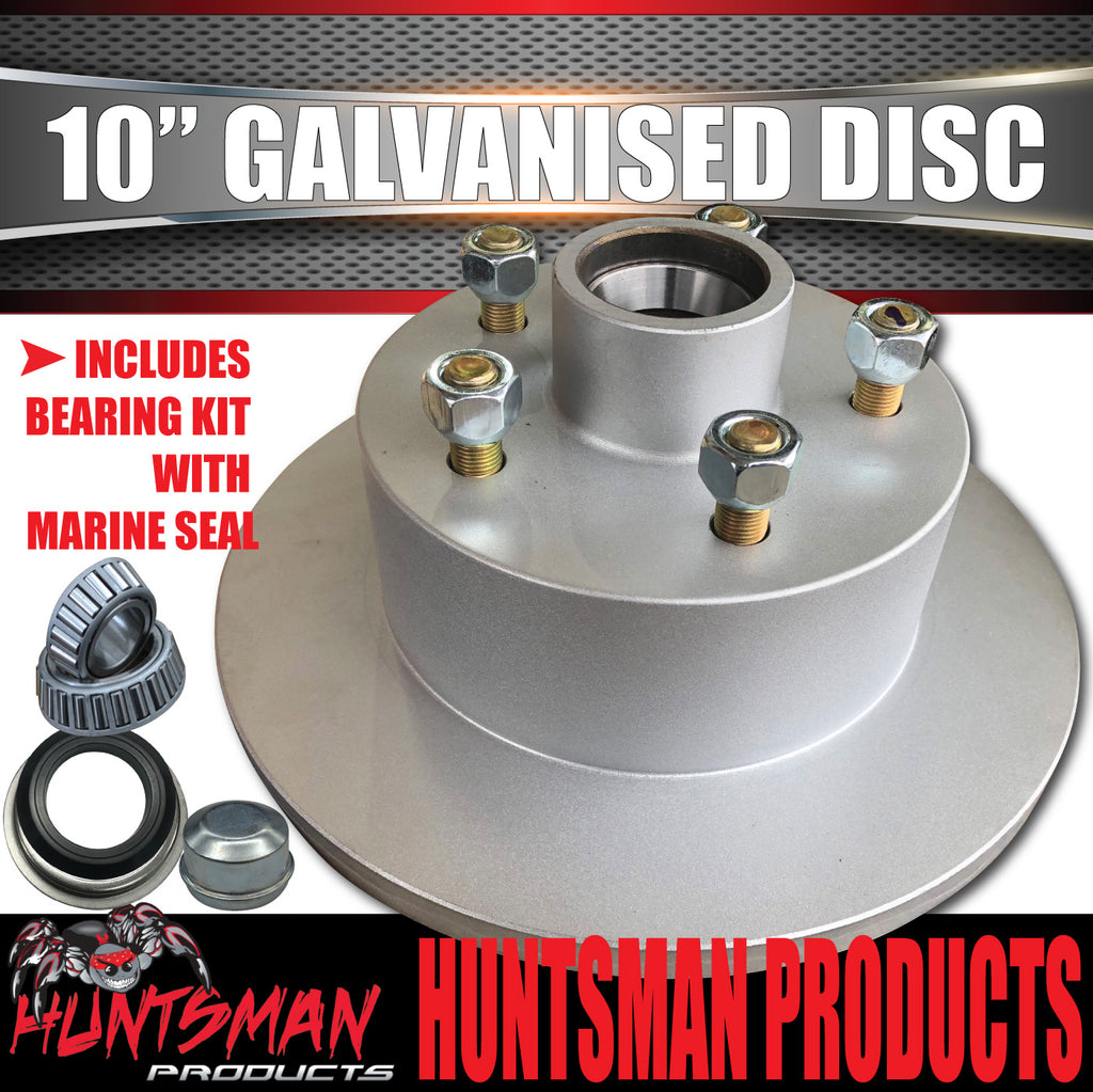 2x HT Holden 10" Trailer Caravan Galvanised Dacromet Disc Hubs & LM Holden Bearings