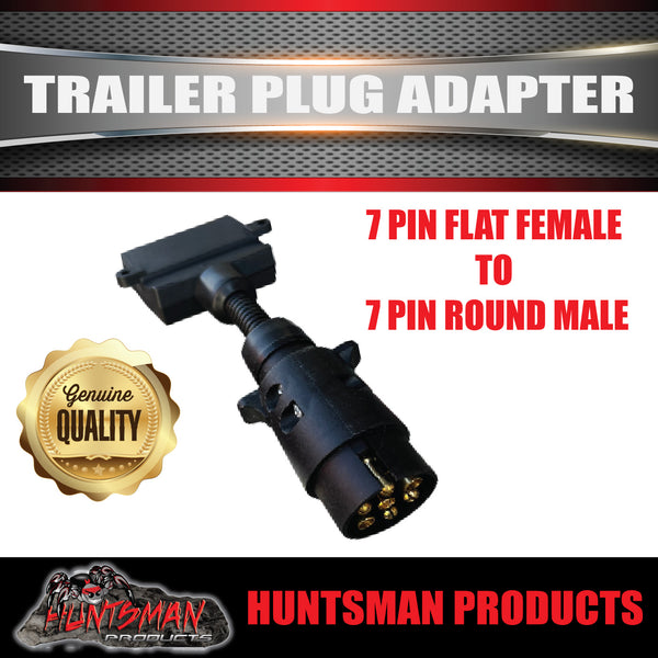 7 Pin Round Large Male to 7 Pin Flat Female Trailer Caravan Plug Adaptor