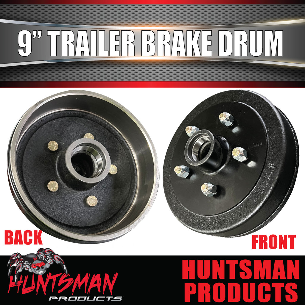 1x Mechanical Hydraulic Trailer Caravan Brake Drum 9" Commodore Pattern + LM / Holden Bearings