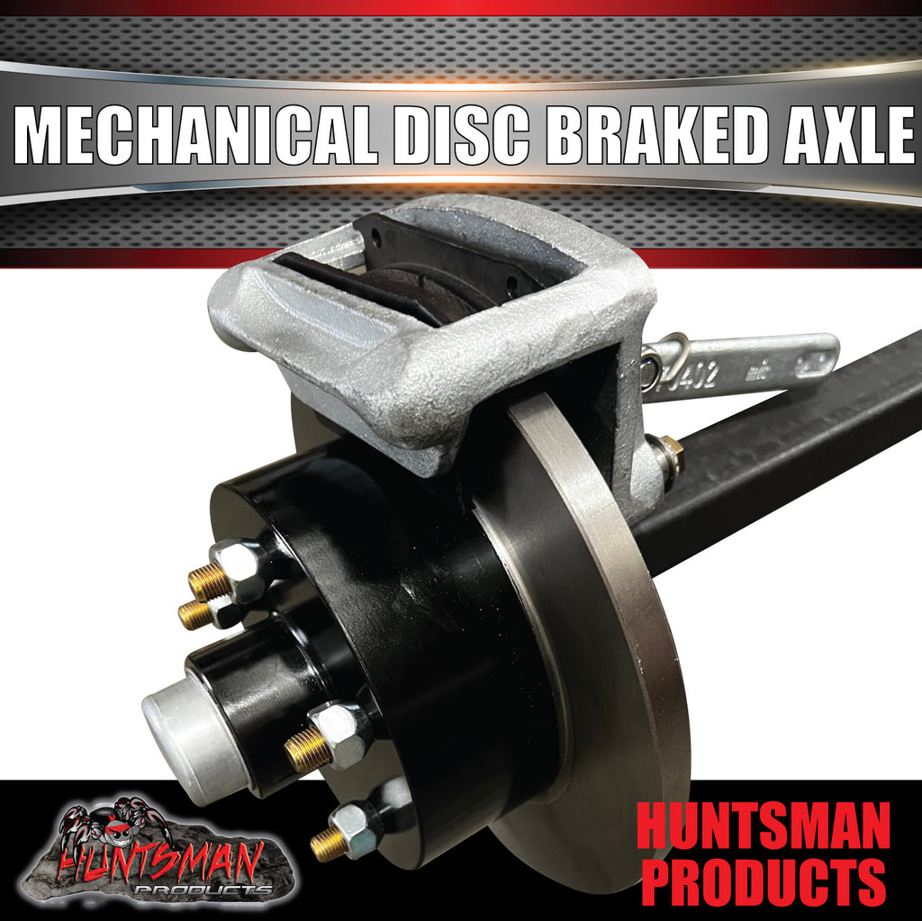 Natural 45mm Square Mechanical Disc Braked Trailer Axle. 1400Kg 78"-96" Axles
