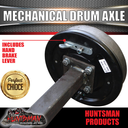 40mm Square Trailer Caravan Mechanical Drum Braked Axle. 1000Kg rated 63"-77"
