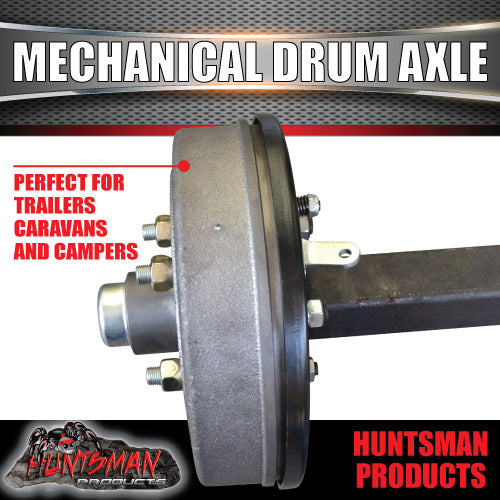 40mm Square Trailer Caravan Mechanical Drum Braked Axle. 1000Kg rated 63"-77"