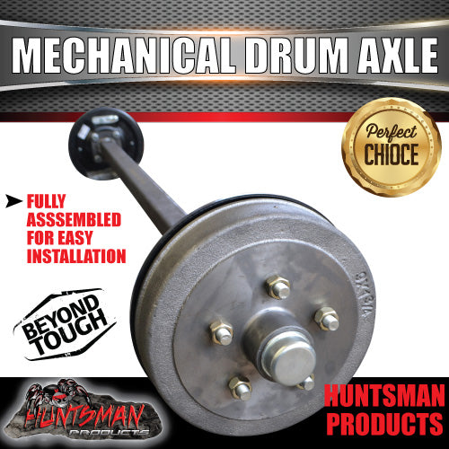 40mm Square Trailer Caravan Mechanical Drum Braked Axle. 1000Kg rated 63"-77"