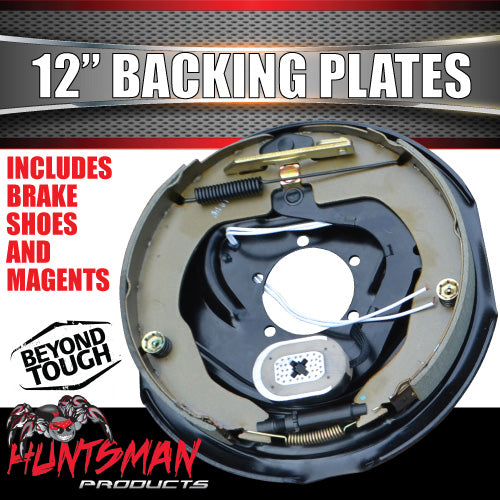 1x 12" RHS Drivers Side Trailer Caravan Electric Brake Backing Plate. Strong Magnet