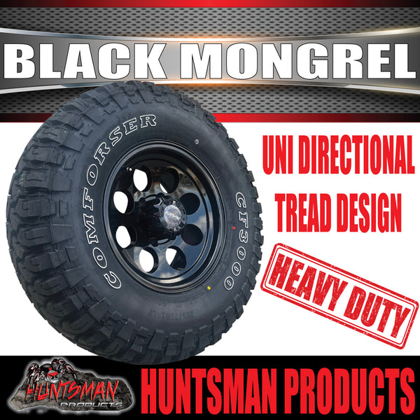 15x8 Black Mongrel Alloy Mag Wheel 6/139.7 PCD & 32x11.5R15 Comforser Mud Tyre 32 11.5 15