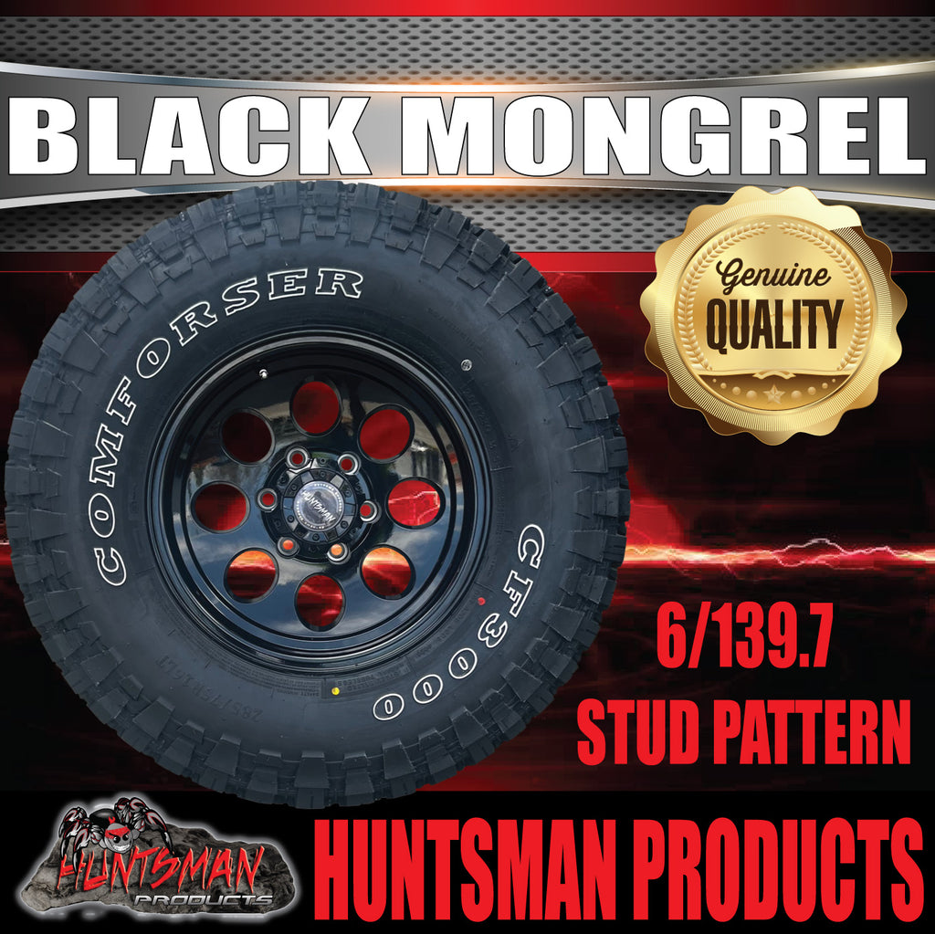 16x8 Black Mongrel Alloy Mag Wheel Rim & 305/70R16 Comforser Mud Tyre 305 70 16