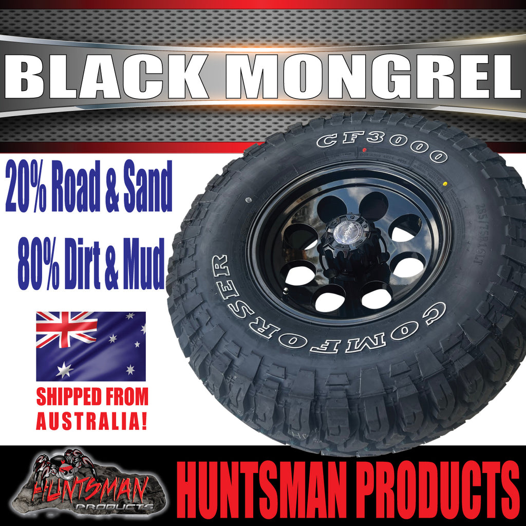 15X8 Black Mongrel Alloy Mag Rim 6/139.7 PCD & 31x10.5R15 Comforser Mud Tyre 31 10.5 15