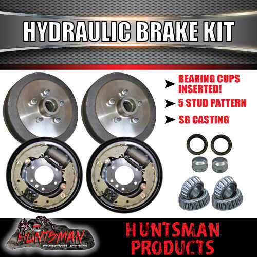 DIY 1400Kg Trailer Kit. Hydraulic drum Braked. Slipper Springs. Axles 77" - 96"