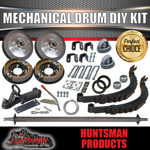 1400KG MECHANICAL DRUM BRAKED TRAILER KIT. SLIPPER SPRINGS. AXLES 64" - 77"