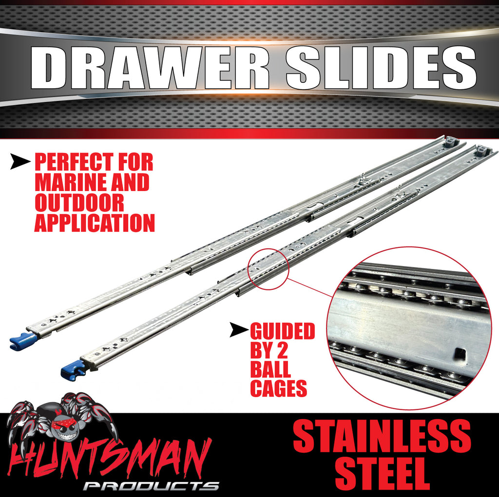 304 Stainless Steel 125Kg 900mm Locking Drawer Slides runners 36" full extension