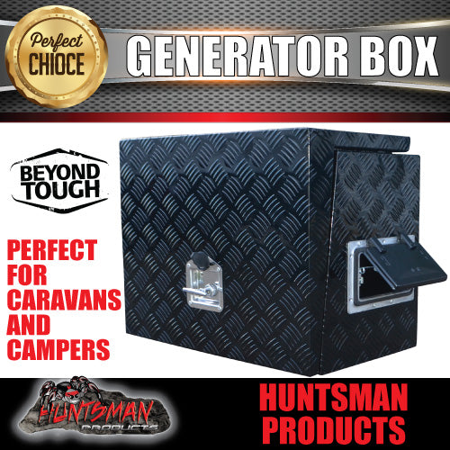 Black Aluminium Ventilated Generator Box For Caravans, Trailers, Truck, Utes & camping
