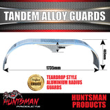 Aluminium Tandem Teardrop Style Trailer Radius Mud Guards 1700mm x  250mm, Propeller Plate finish