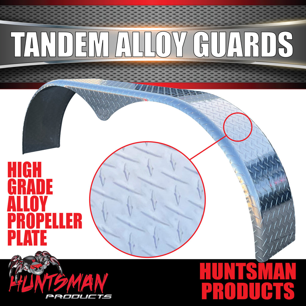 Aluminium Tandem Teardrop Style Trailer Radius Mud Guards 1700mm x  250mm, Propeller Plate finish