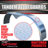 Aluminium Tandem Teardrop Style Trailer Radius Mud Guards 1700mm x  250mm, Propeller Plate finish