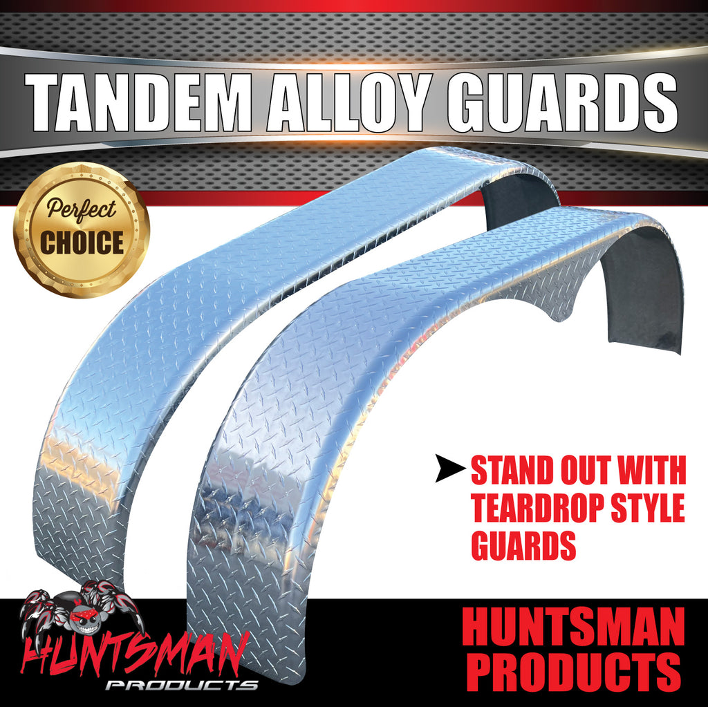 Aluminium Tandem Teardrop Style Trailer Radius Mud Guards 1700mm x  250mm, Propeller Plate finish