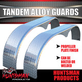 Aluminium Tandem Teardrop Style Trailer Radius Mud Guards 1700mm x  250mm, Propeller Plate finish