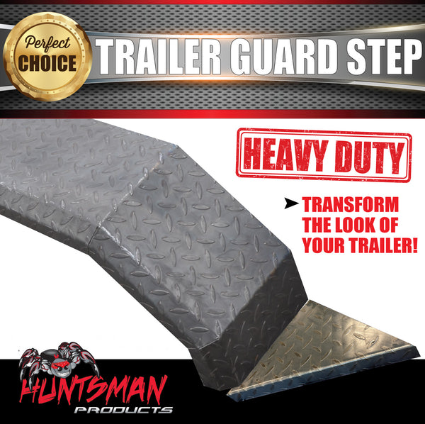 4x Chequer Plate Trailer Caravan Mud Guard Steps To Suit 250mm Wide Guards