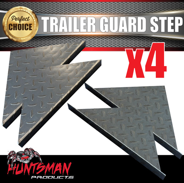 4x Chequer Plate Trailer Caravan Mud Guard Steps To Suit 250mm Wide Guards