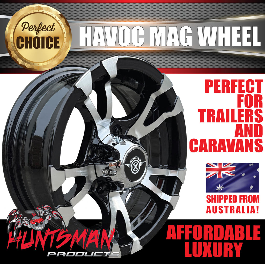 13x5 Caravan Trailer Havoc Alloy Mag Wheel: suits HT Holden pattern