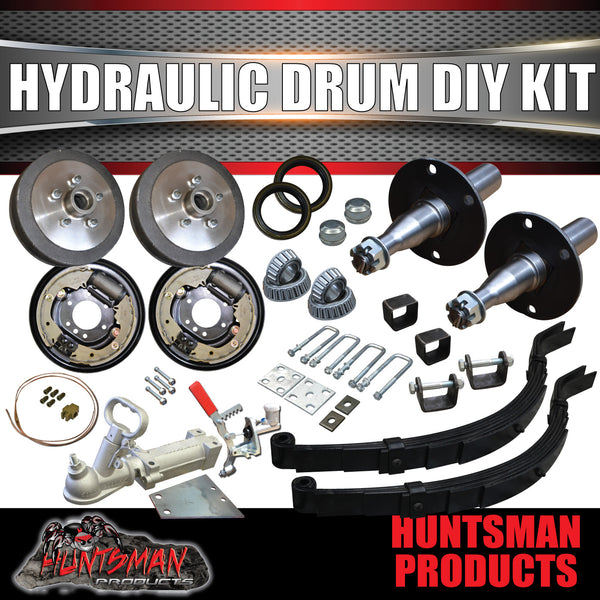 DIY Trailer 1400Kg Hydraulic Drum Braked Kit. Slipper Springs Machined Stubs