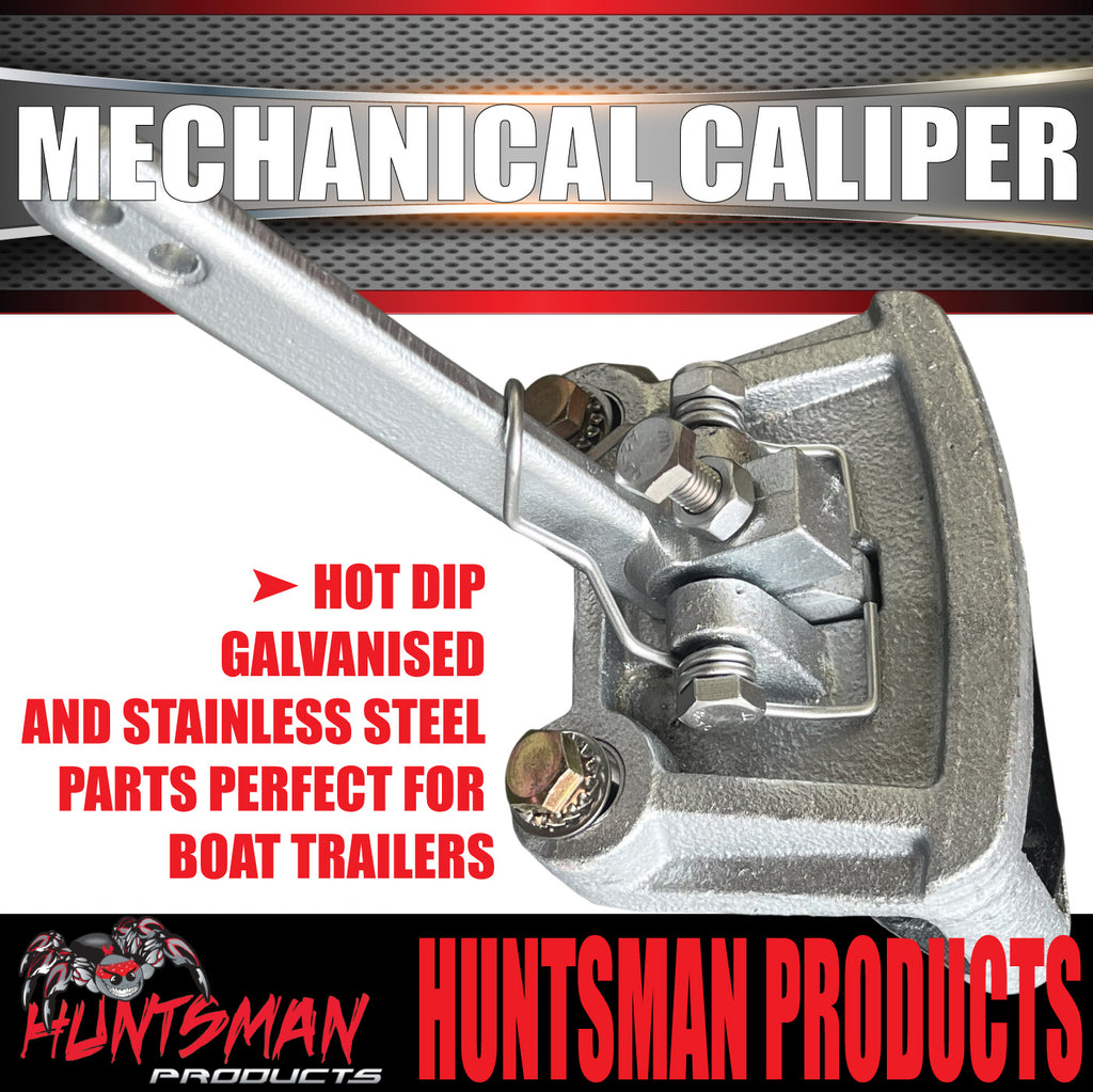 2x Trailer Caravan Galvanised Mechanical Disc Brake Calipers, Bolts & Stainless Sleeves