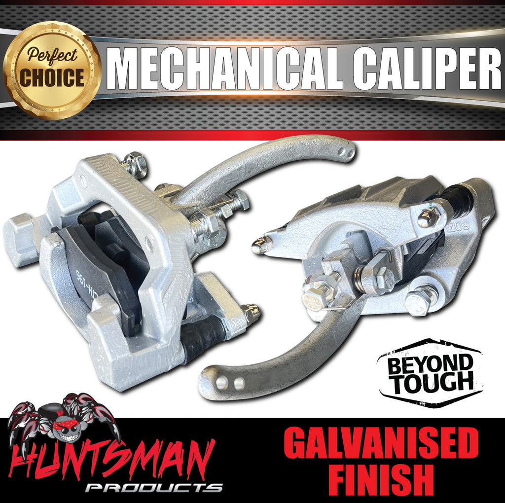x2 Trailer Caravan Galvanised Mechanical Disc Brake Calipers. Alko Style. Concealed pads