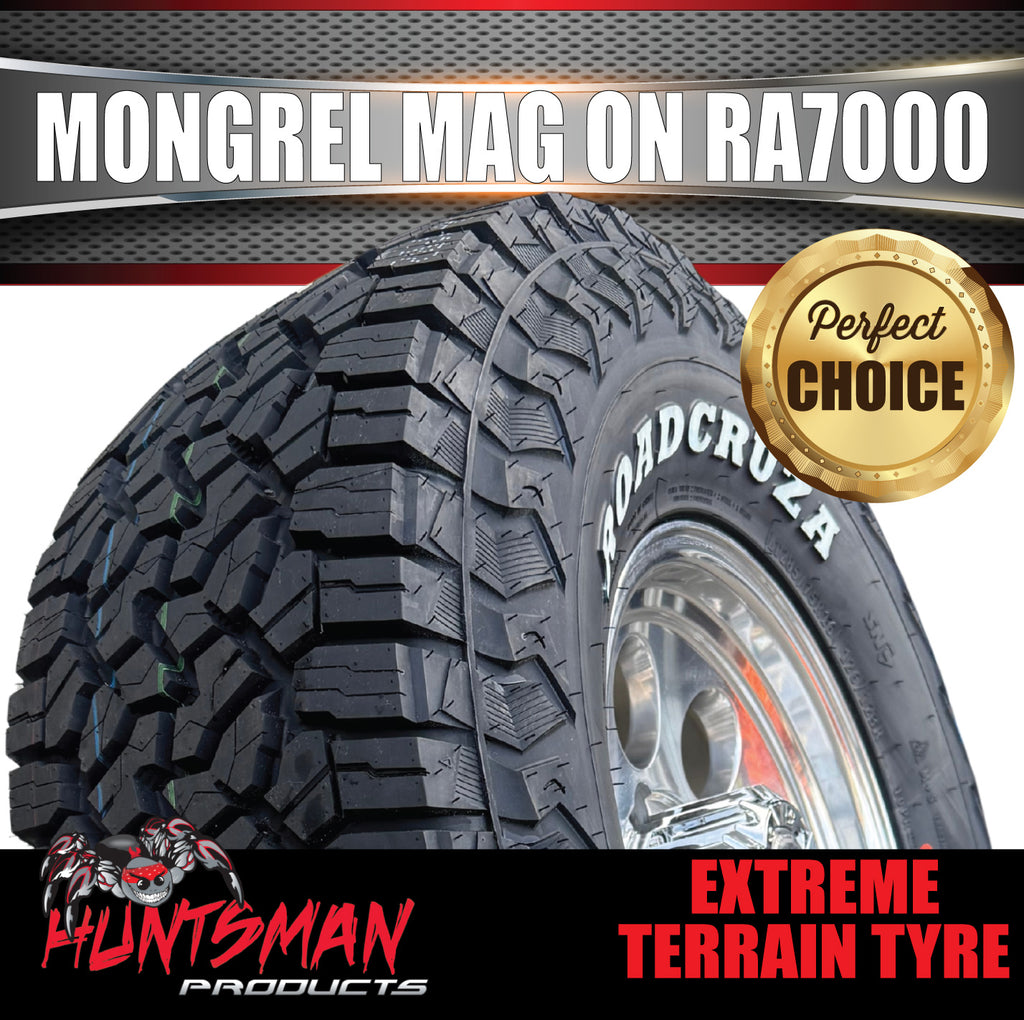 16x8 Polished Mongrel Mag Rim 6/139.7 PCD & 265/75R16 Roadcruza RA7000 X/T Extreme A/T Tyre