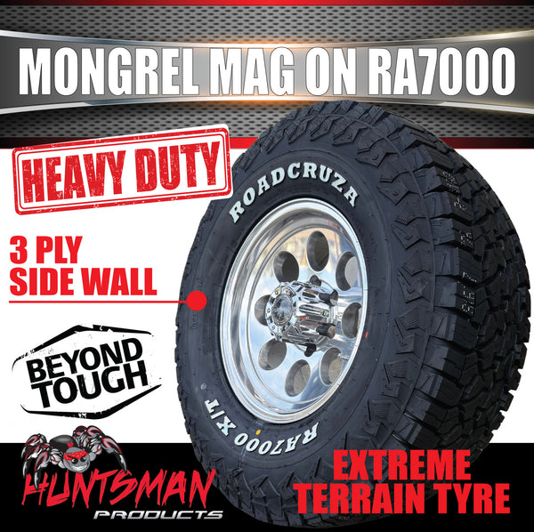 16x8 Polished Mongrel Mag Rim 6/139.7 PCD & 285/75R16 Roadcruza RA7000 X/T Extreme A/T Tyre