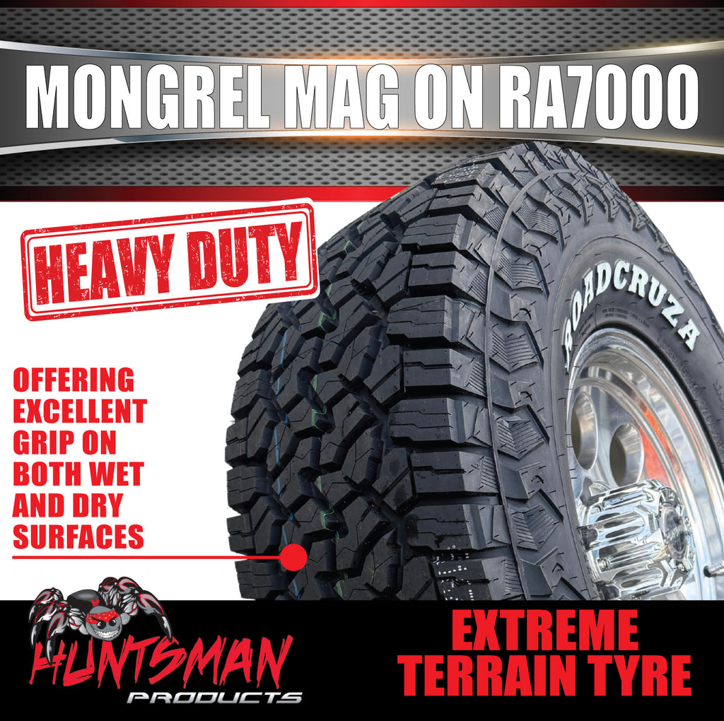 16x8 Polished Mongrel Mag Rim 6/139.7 PCD & 265/75R16 Roadcruza RA7000 X/T Extreme A/T Tyre