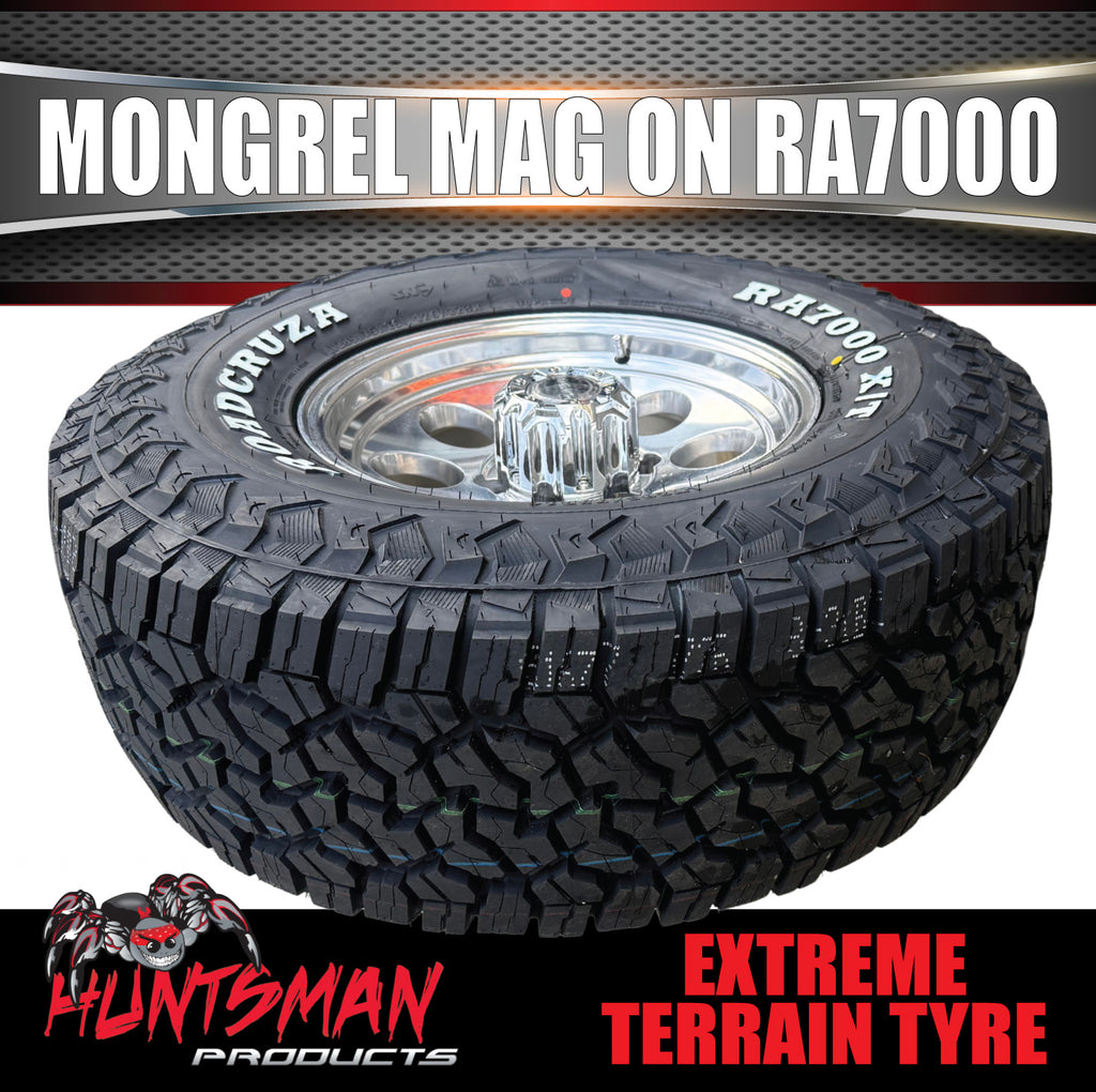 16x8 Polished Mongrel Mag Rim 6/139.7 PCD & 265/75R16 Roadcruza RA7000 X/T Extreme A/T Tyre