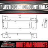 x2 Boat Trailer Slipper Spring Mount Rails + Black Plastic Guards Suit 13" & 14" Tyres