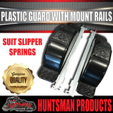 x2 Boat Trailer Slipper Spring Mount Rails + Black Plastic Guards Suit 13" & 14" Tyres